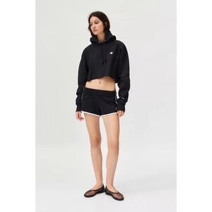 Champion Women's Reverse Weave Cropped Hoodie Large Black Script Sleeve Logo